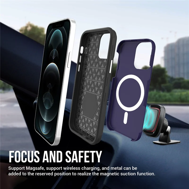 For iPhone 12 Pro Max 6.7 inch Case Compatible with MagSafe  Protective TPU+PC Phone Shell - Purple