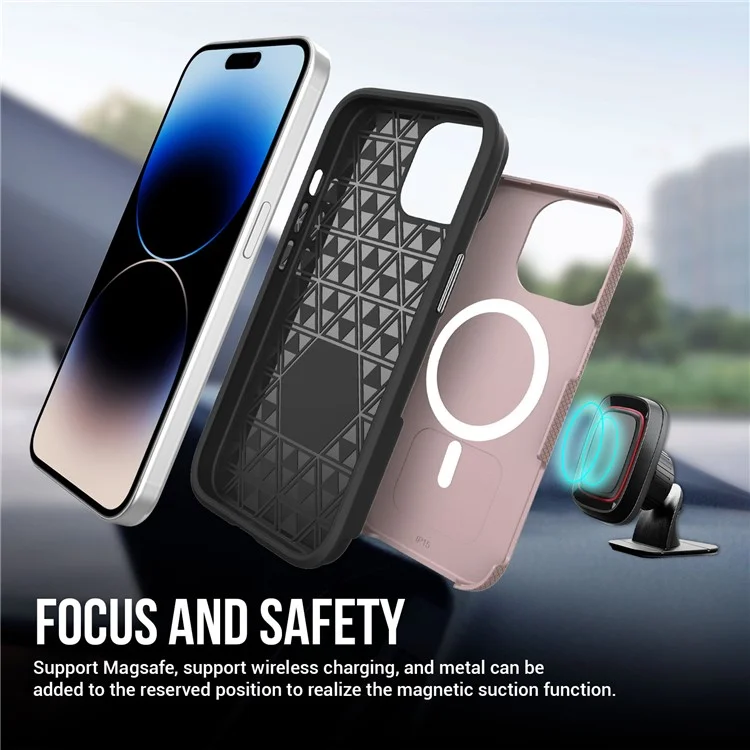 Custodia per iPhone 14 Angoli Antiurto TPU+PC Copertina Magnetica - Rose Gold