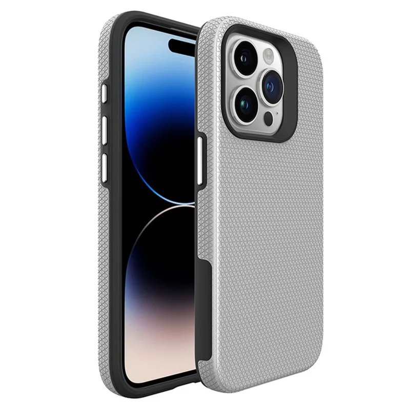 Pour iPhone 14 Pro Case TPU+PC Dual Layer Protective Magnetic Phone Cover - Silver
