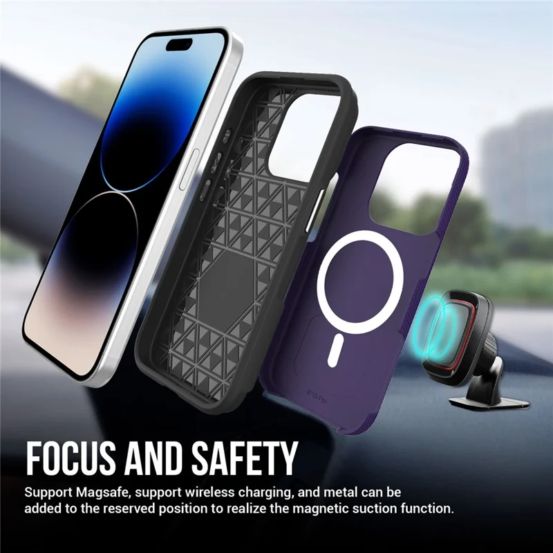 For iPhone 14 Pro Max Case Anti-Scratch Magnetic Phone Cover - Purple