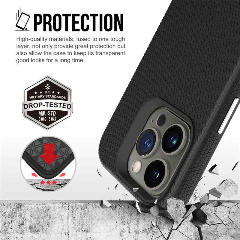 For iPhone 15 Pro Max Magnetic Case TPU+PC Protective Phone Cover - Black