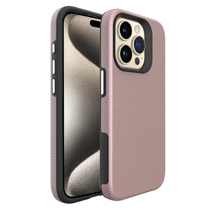 غطاء هاتفي المغناطيسي لهاتف iPhone 15 Pro Max، غطاء واقٍ من مادة TPU+PC - ذهبي وردي