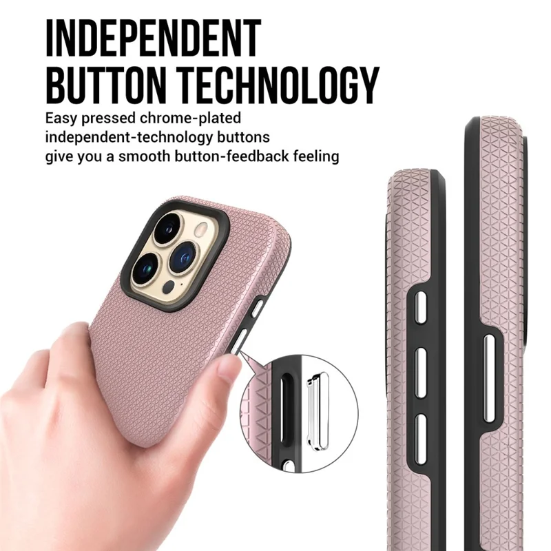 غطاء هاتفي المغناطيسي لهاتف iPhone 15 Pro Max، غطاء واقٍ من مادة TPU+PC - ذهبي وردي