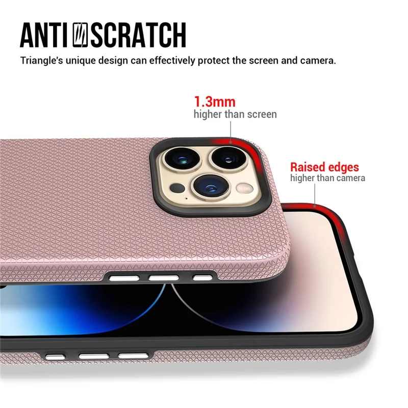 غطاء هاتفي المغناطيسي لهاتف iPhone 15 Pro Max، غطاء واقٍ من مادة TPU+PC - ذهبي وردي