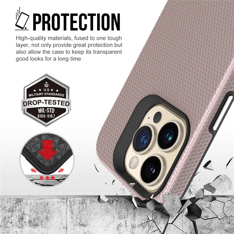 غطاء هاتفي المغناطيسي لهاتف iPhone 15 Pro Max، غطاء واقٍ من مادة TPU+PC - ذهبي وردي