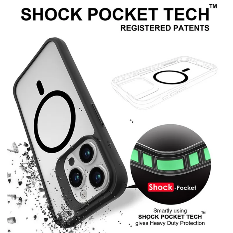 Combat X Mode Magnetic Series for iPhone 14 Pro Case Compatible with Magsafe Four Corner Protective Cover - Black