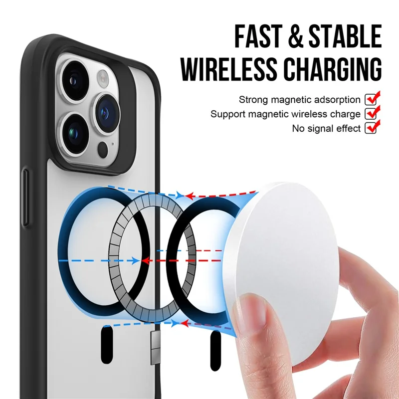 Combat X Mode Magnetic Series for iPhone 14 Pro Case Compatible with Magsafe Four Corner Protective Cover - Black