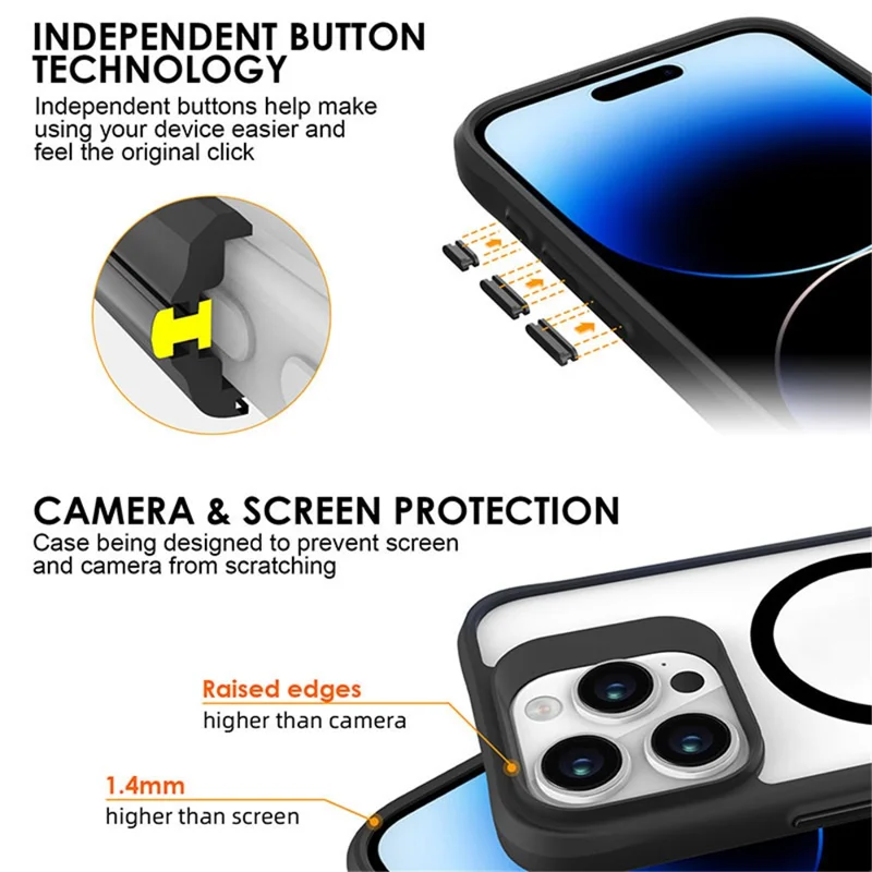 Combat X Mode Magnetic Series for iPhone 14 Pro Case Compatible with Magsafe Four Corner Protective Cover - Black