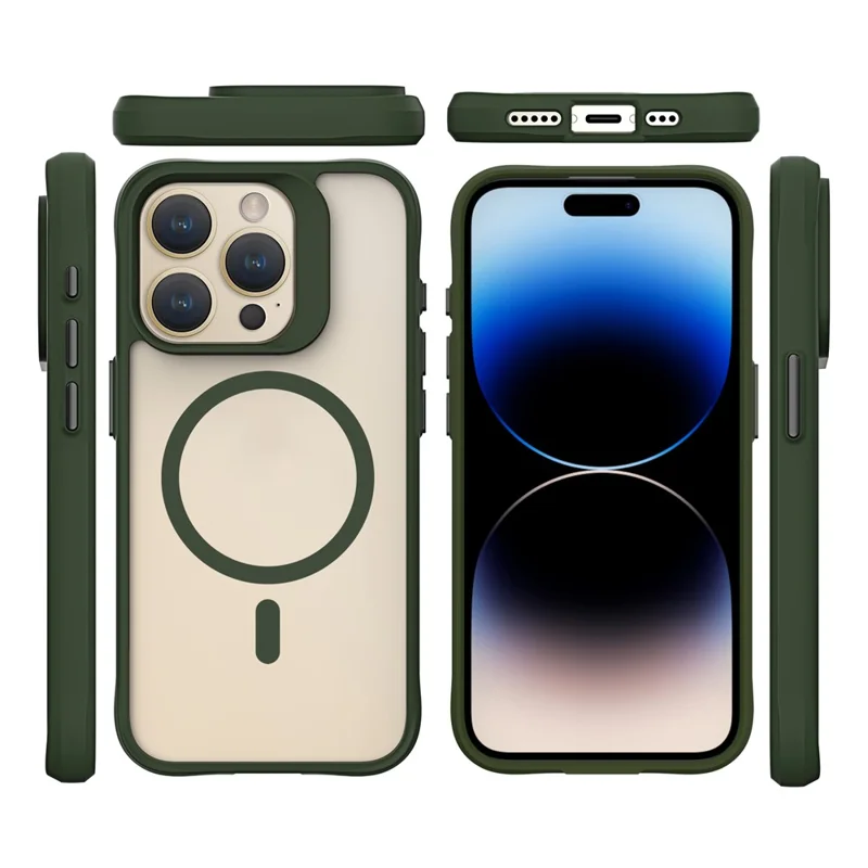Combat X Mode Série magnétique pour iPhone 14 Pro Max Étui compatible avec Magsafe Étui de téléphone portable résistant aux chocs - Vert armée