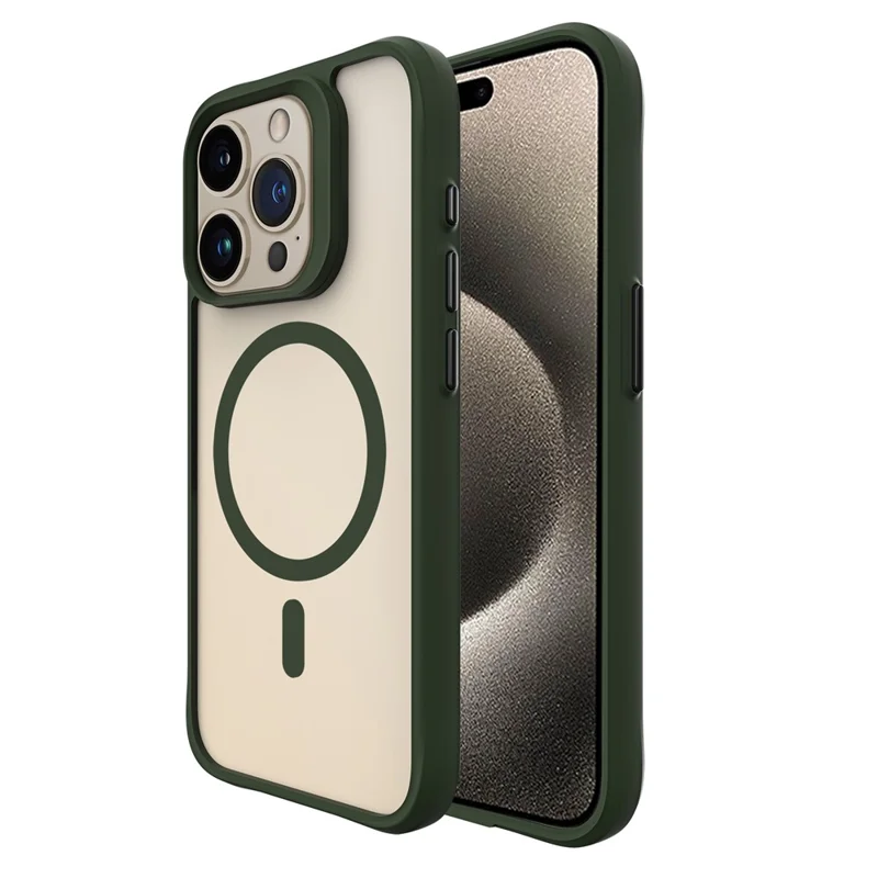 Combat X Mode Magnetic Series for iPhone 15 Pro Phone Case Compatible with Magsafe Corner Protection Cover - Army Green