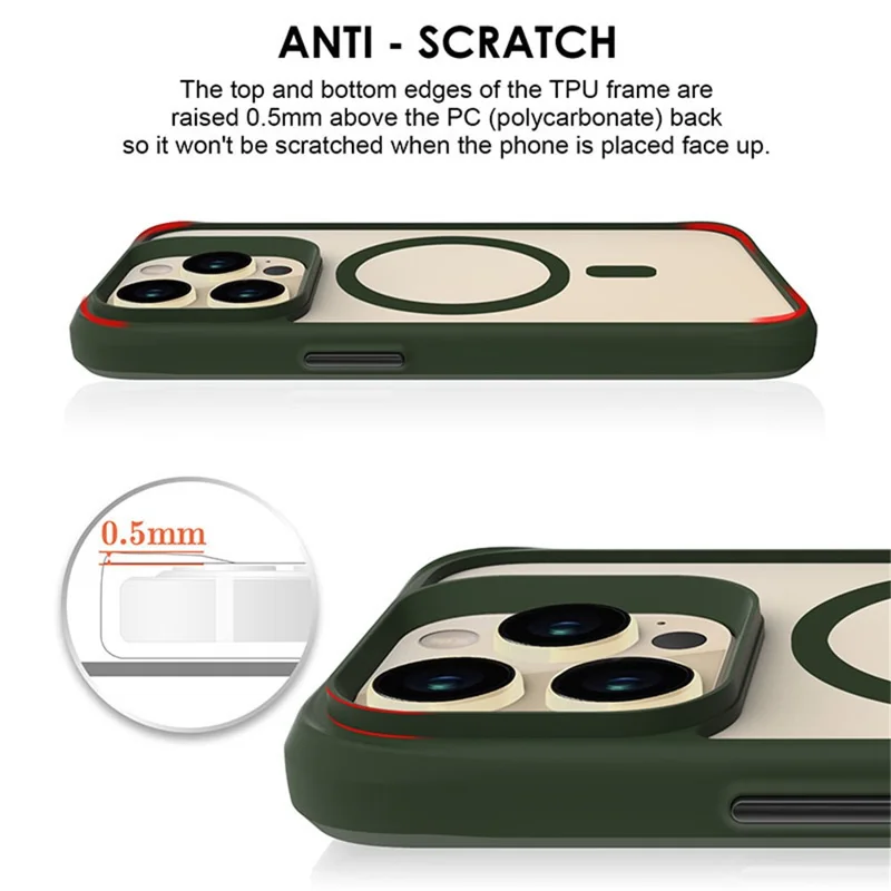 Combat X Mode Magnetic Series for iPhone 15 Pro Phone Case Compatible with Magsafe Corner Protection Cover - Army Green