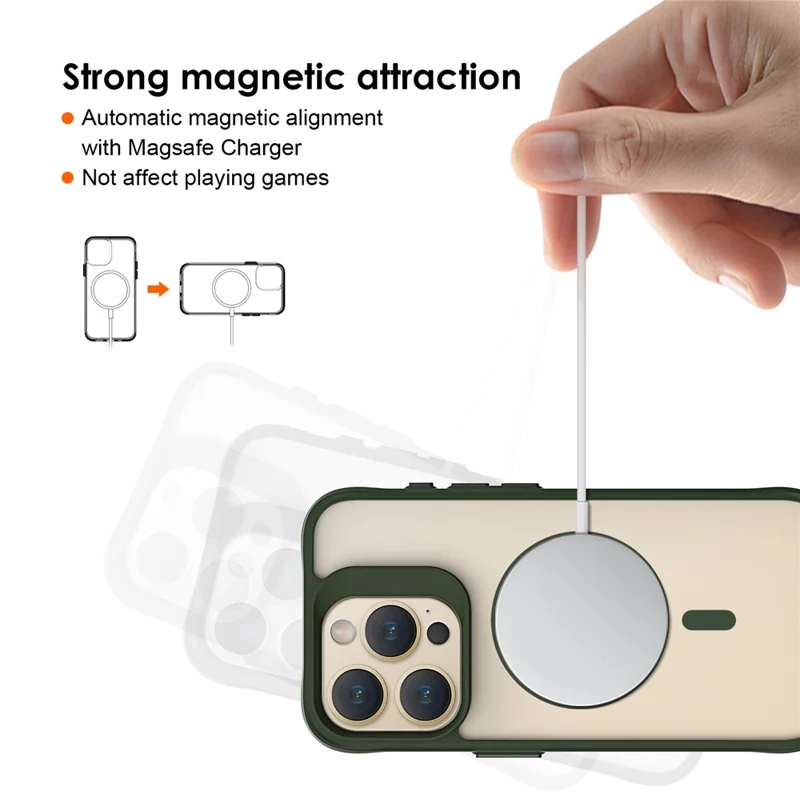 Combat X Mode Magnetic Series for iPhone 15 Pro Phone Case Compatible with Magsafe Corner Protection Cover - Army Green