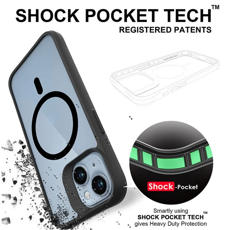 Combat X Mode Magnetic Series for iPhone 15 Phone Case Compatible with Magsafe Reinforced Corners Cover - Black