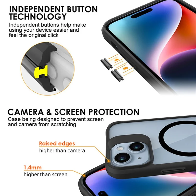 Combat X Mode Magnetic Series for iPhone 15 Phone Case Compatible with Magsafe Reinforced Corners Cover - Black