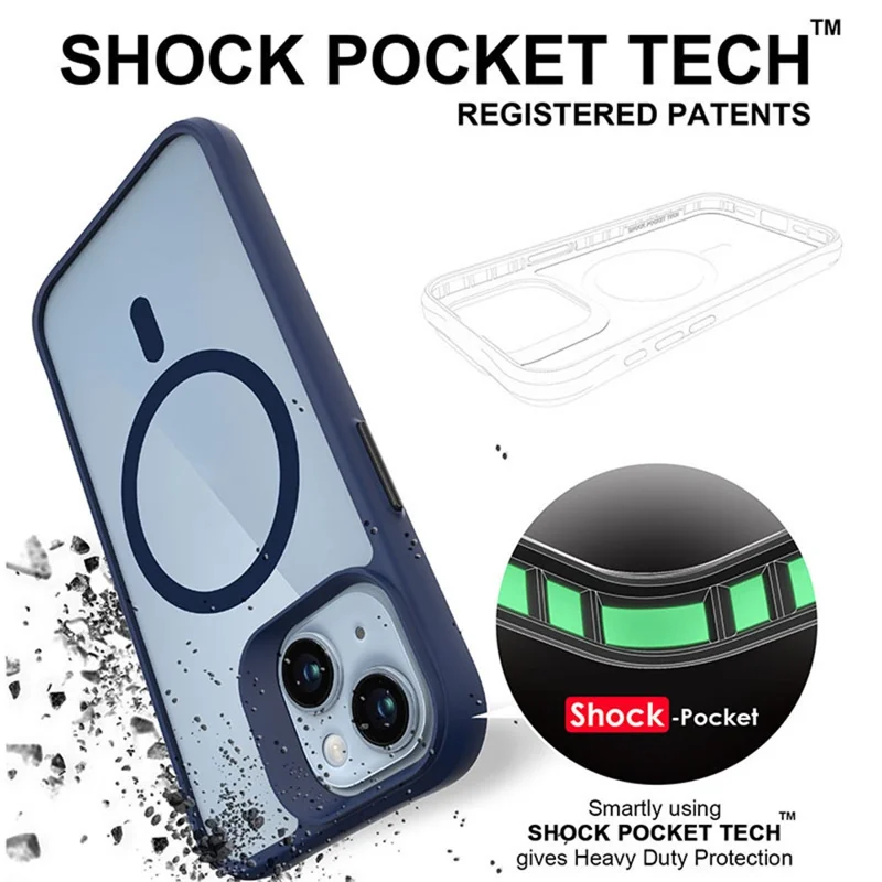 Combat X Mode Magnetische Serie für iPhone 15 Plus / 14 Plus Kompatible Hülle mit MagSafe Doppelschichtiger Schutzhülle - Blau