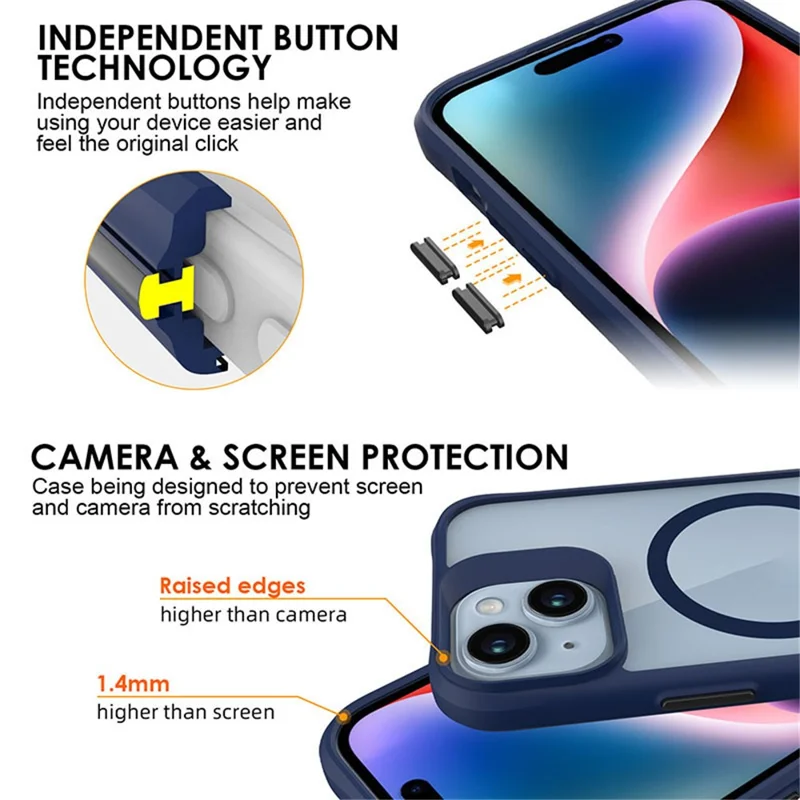 Combat X Mode Magnetische Serie für iPhone 15 Plus / 14 Plus Kompatible Hülle mit MagSafe Doppelschichtiger Schutzhülle - Blau