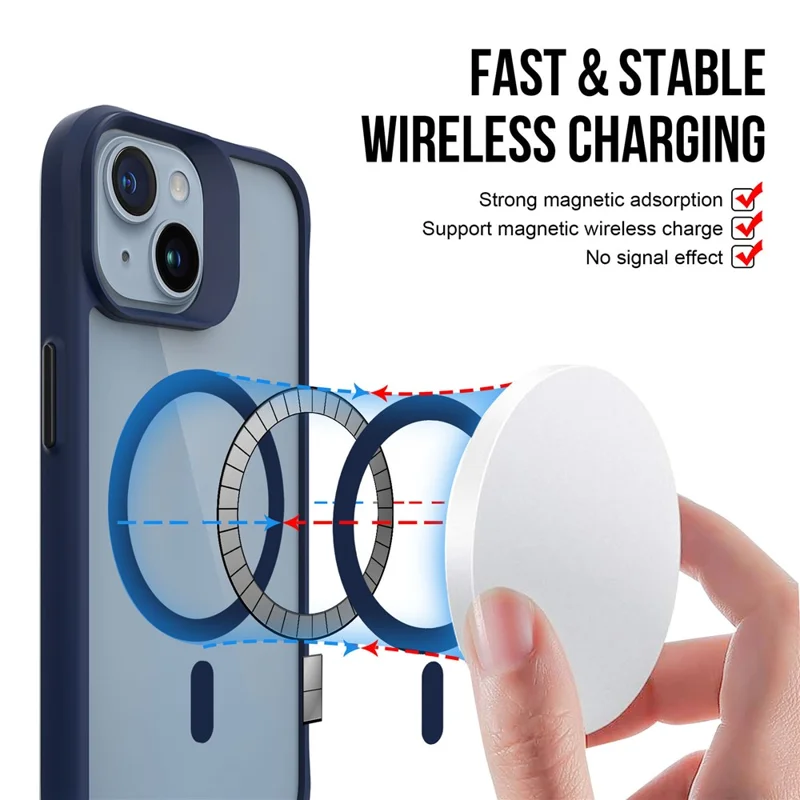 Combat X Mode Magnetische Serie für iPhone 15 Plus / 14 Plus Kompatible Hülle mit MagSafe Doppelschichtiger Schutzhülle - Blau