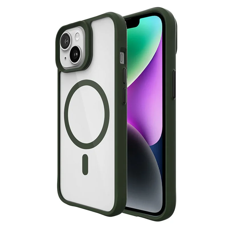Combat X Mode Magnetic Series for iPhone 14 Case Compatible with Magsafe Shockproof TPU+PC Phone Cover - Army Green