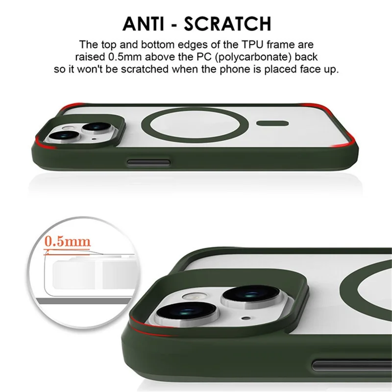 Combat X Mode Magnetic Series for iPhone 14 Case Compatible with Magsafe Shockproof TPU+PC Phone Cover - Army Green