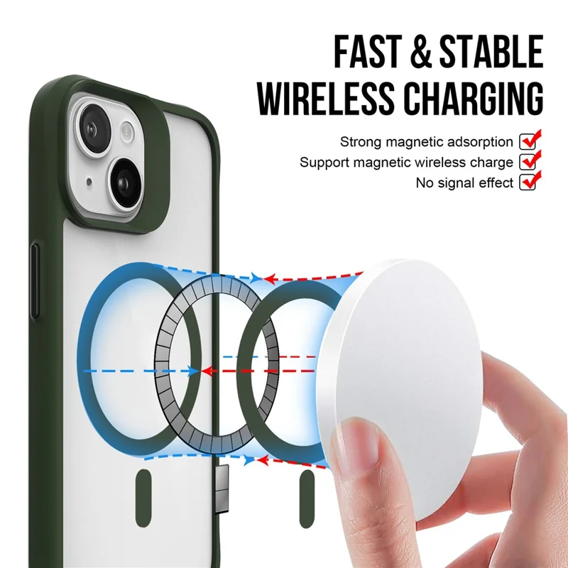 Combat X Mode Magnetic Series for iPhone 14 Case Compatible with Magsafe Shockproof TPU+PC Phone Cover - Army Green