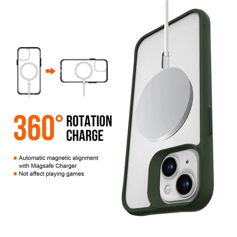 Combat X Mode Magnetic Series for iPhone 14 Case Compatible with Magsafe Shockproof TPU+PC Phone Cover - Army Green