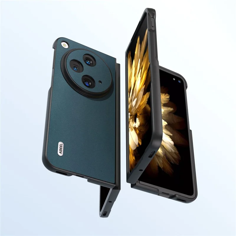 ABEEL For OnePlus Open Case Genuine Cow Leather+PC Protective Phone Cover - Vert