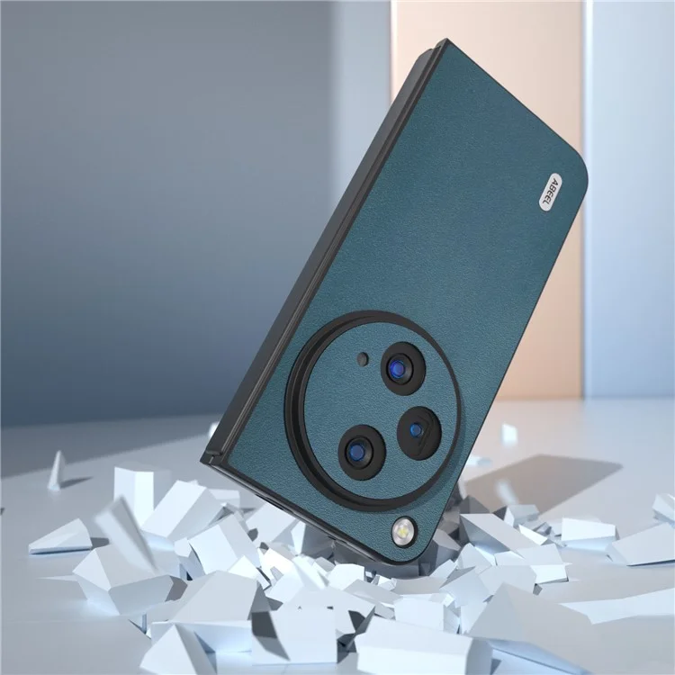 ABEEL For OnePlus Open Case Genuine Cow Leather+PC Protective Phone Cover - Vert