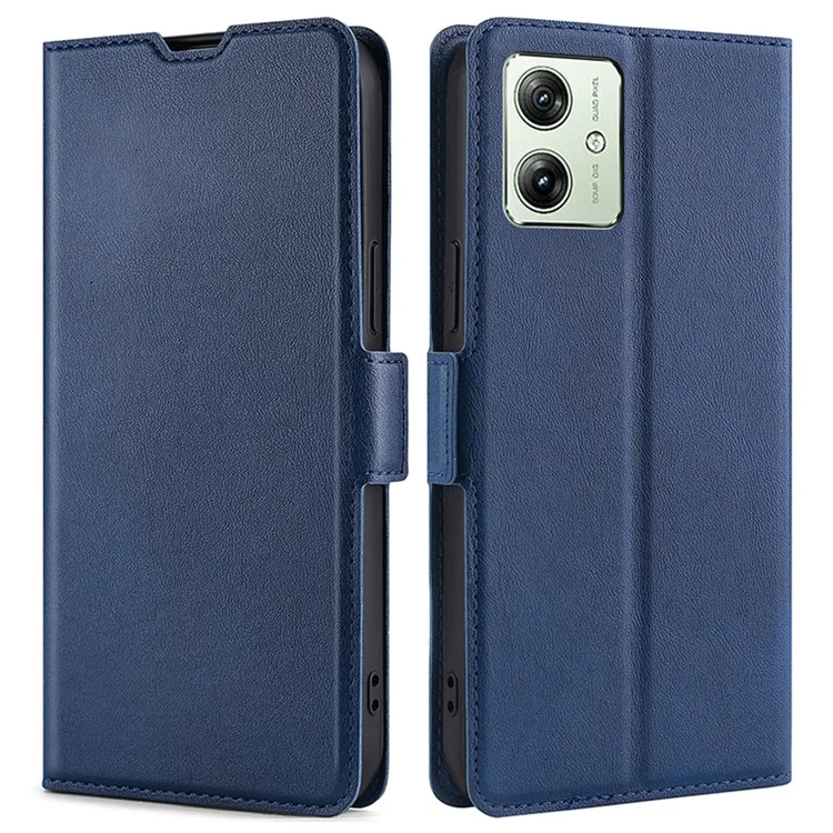 Per Motorola Moto G54 5G Case PU Leather Viewing Stand Phone Cover with Card Slot - Blu
