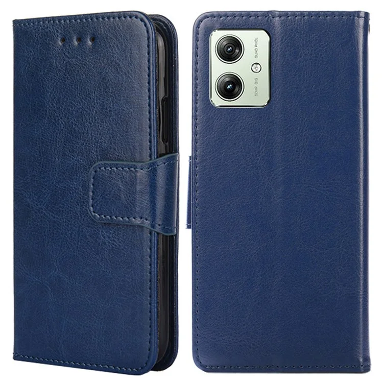 Per Motorola Moto G54 5G Case Textured Leather Flip Wallet Phone Cover - Zaffiro