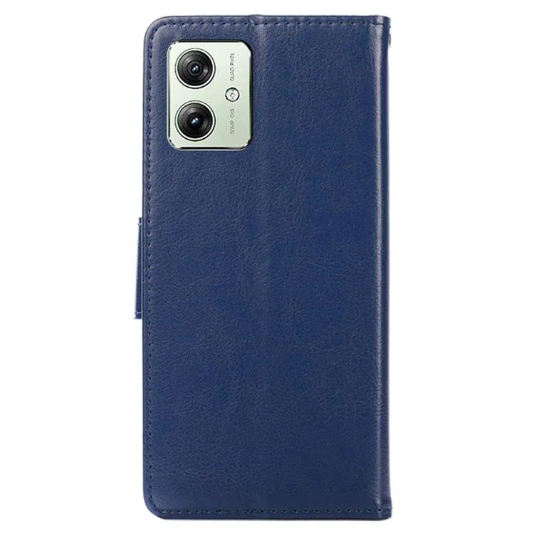 Per Motorola Moto G54 5G Case Textured Leather Flip Wallet Phone Cover - Zaffiro