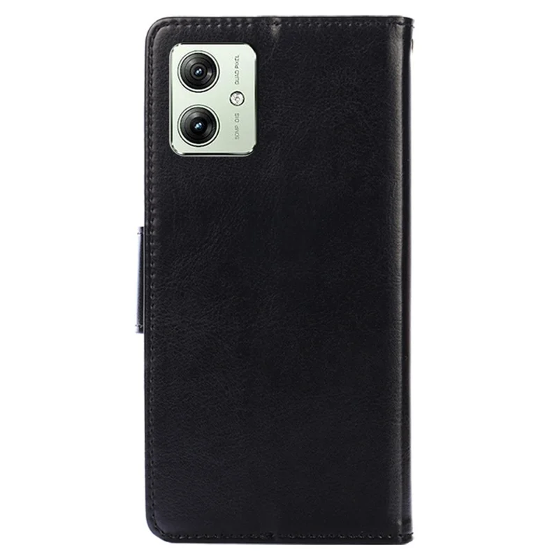 For Motorola Moto G54 5G Case Textured Leather Flip Wallet Phone Cover - Black