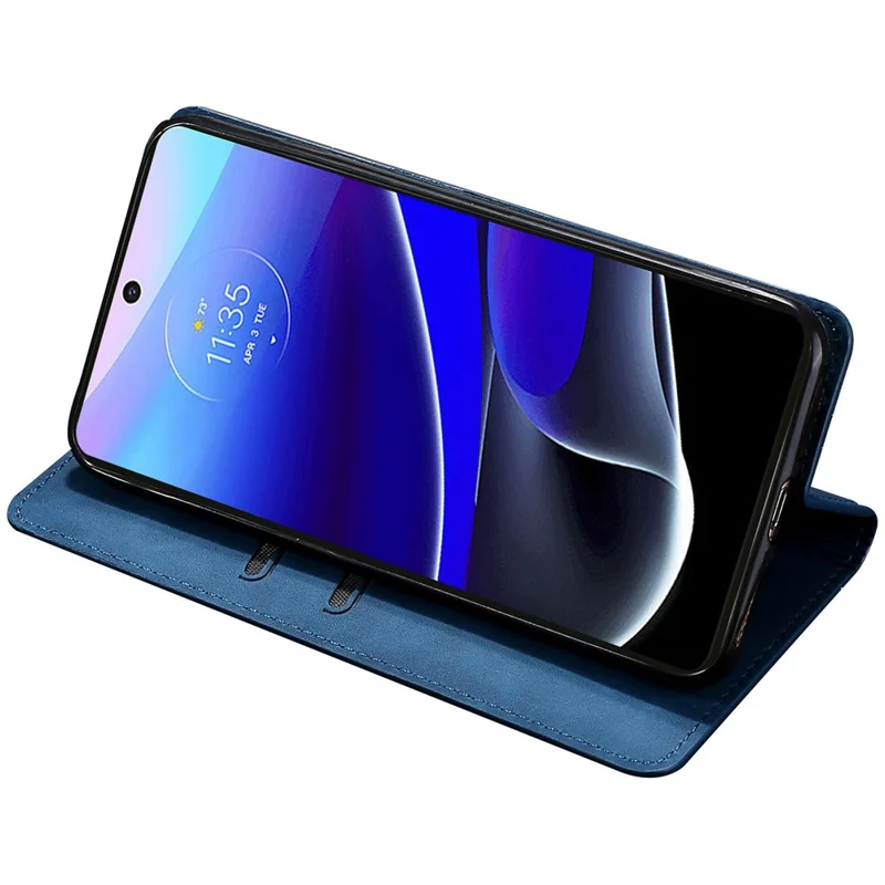 For Motorola Moto G54 5G Case Leather Stand Card Slots Phone Cover - Blue