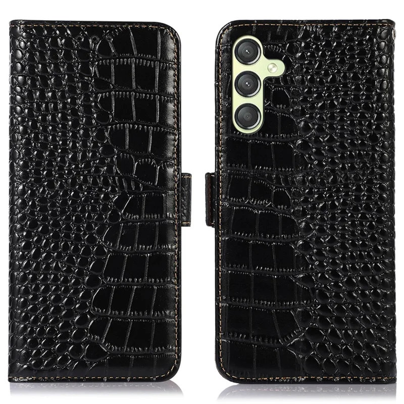 Para Samsung Galaxy A25 5G (Global) (161.0 x 76.5 x 8.3mm) Capa RFID Blocking Wallet Flip Phone Cover - Preto