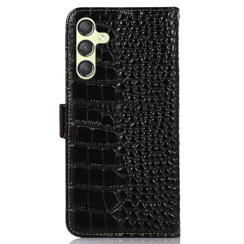 Para Samsung Galaxy A25 5G (Global) (161.0 x 76.5 x 8.3mm) Capa RFID Blocking Wallet Flip Phone Cover - Preto