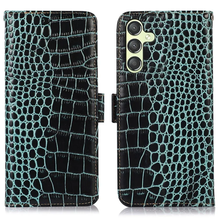 Pour Samsung Galaxy A25 5G (Global) (161,0 x 76,5 x 8,3 mm) Étui Portefeuille Bloquant RFID Flip Cover - Vert
