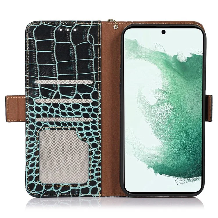 Pour Samsung Galaxy A25 5G (Global) (161,0 x 76,5 x 8,3 mm) Étui Portefeuille Bloquant RFID Flip Cover - Vert