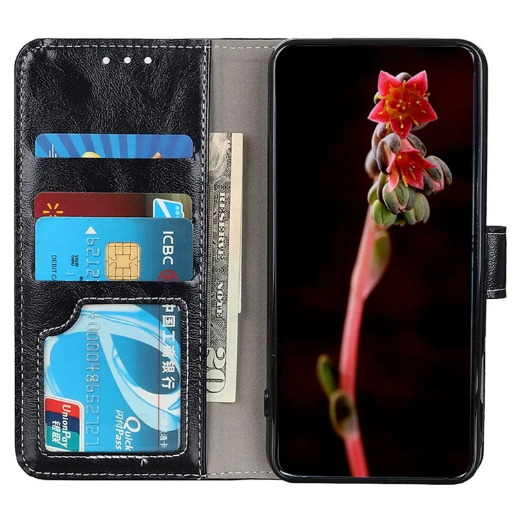 Para Xiaomi 14 Pro Case Funda de Cuero PU Textura Crazy Horse - Negro