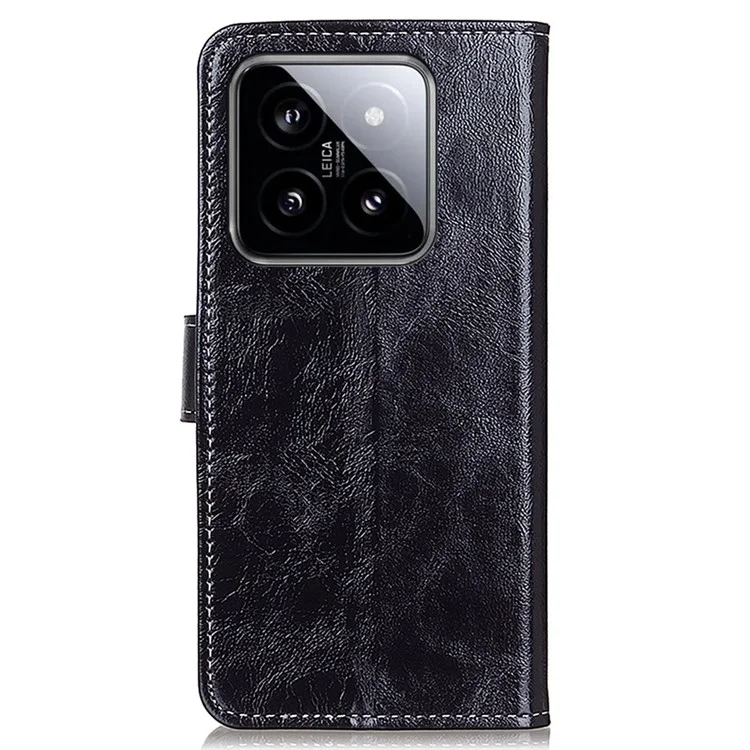 Para Xiaomi 14 Pro Case Funda de Cuero PU Textura Crazy Horse - Negro