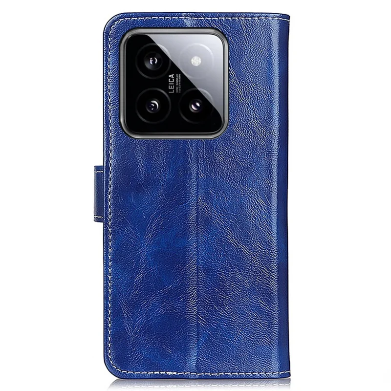 Для Xiaomi 14 Pro Case PU Leather Crazy Horse Texture Wallet Phone Cover - Blue