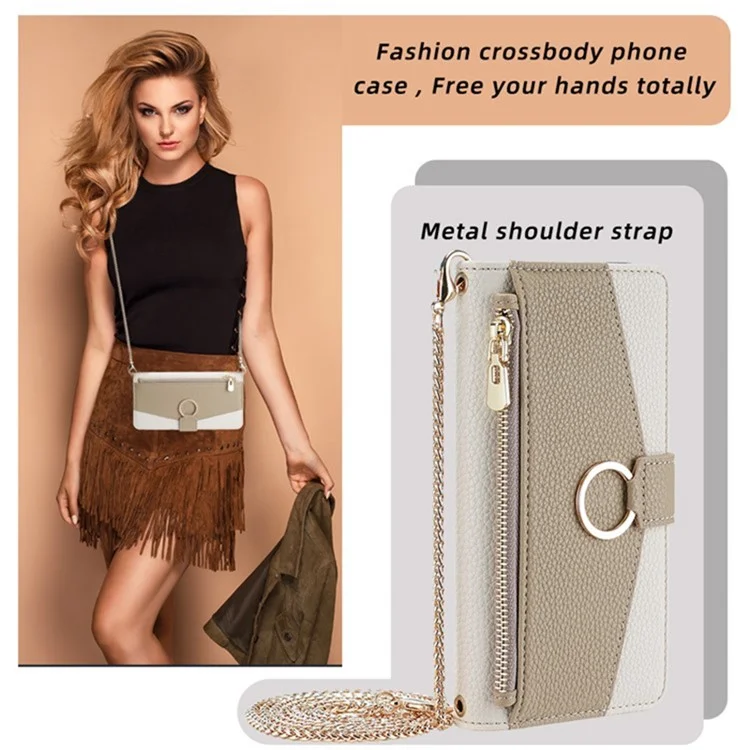 For Oppo A38 4G / A18 4G Case Wallet Leather Crossbody Phone Cover with Makeup Mirror - White