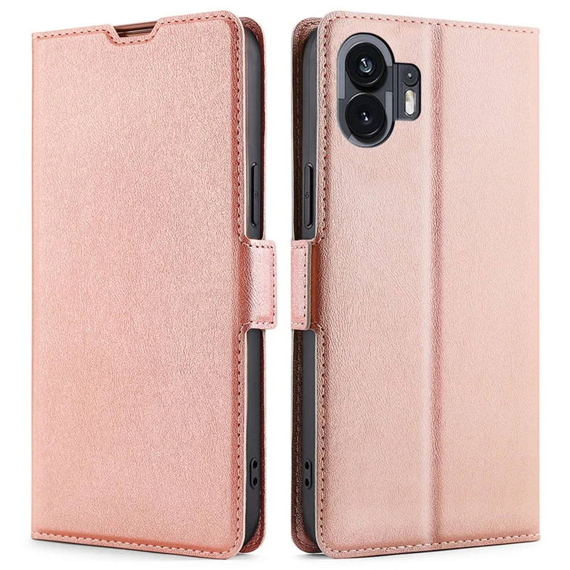 For Nothing Phone (2) Leather Case Card Slot Magnetic Clasp Phone Cover - Rose Gold