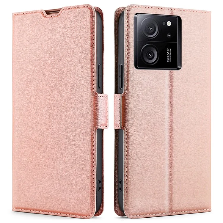 For Xiaomi Redmi K60 Ultra / 13T / 13T Pro Case Leather Card Slot Shockproof Phone Cover - Rose Gold