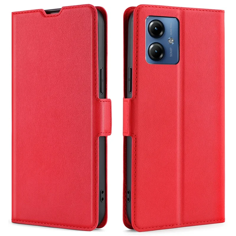 For Motorola Moto G14 4G Case Card Holder Full Protection Phone Cover - Red
