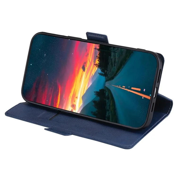 Para Sony Xperia 5 V Case Anti-arranhão Couro PU Que Suporta a Capa do Telefone Stand - Azul