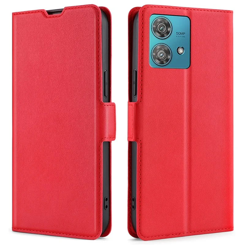 For Motorola Edge 40 Neo 5G Case Card Holder Phone Leather Cover - Red