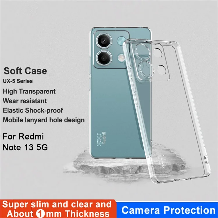 IMAK UX-5 Series for Xiaomi Redmi Note 13 5G Case TPU Transparent Anti-fall Mobile Phone Cover (Slim Style)