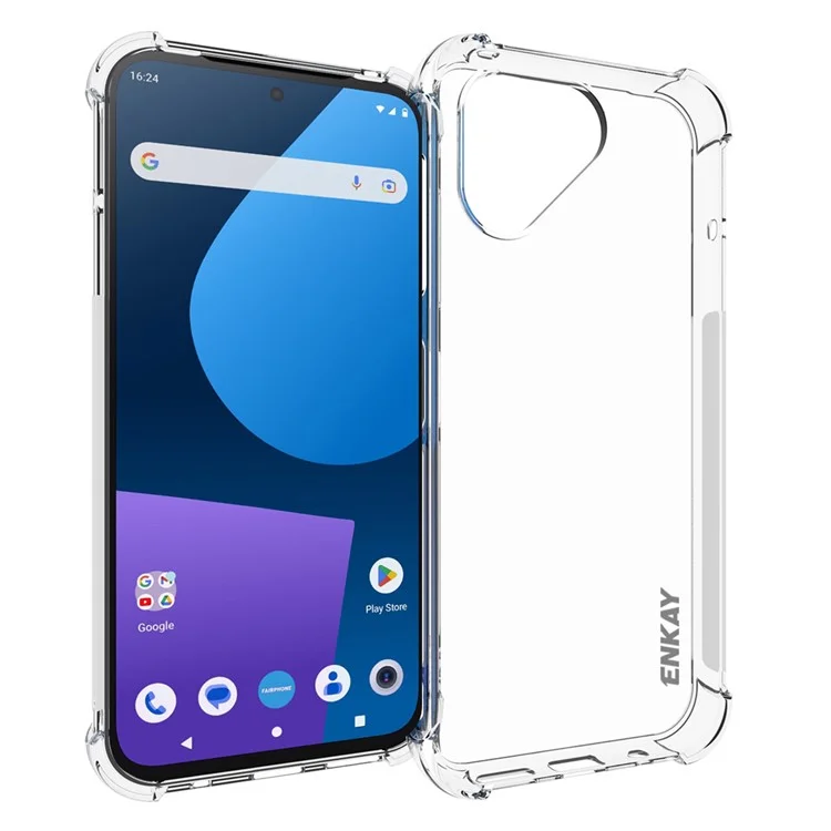 ENKAY HAT PRINCE Für Fairphone 5 HD Klare TPU-Handyhülle Anti-Rutsch-Streifenrand-Handyhülle