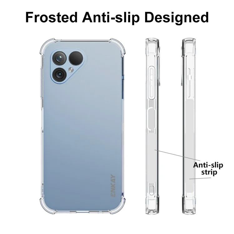 ENKAY HAT PRINCE Für Fairphone 5 HD Klare TPU-Handyhülle Anti-Rutsch-Streifenrand-Handyhülle
