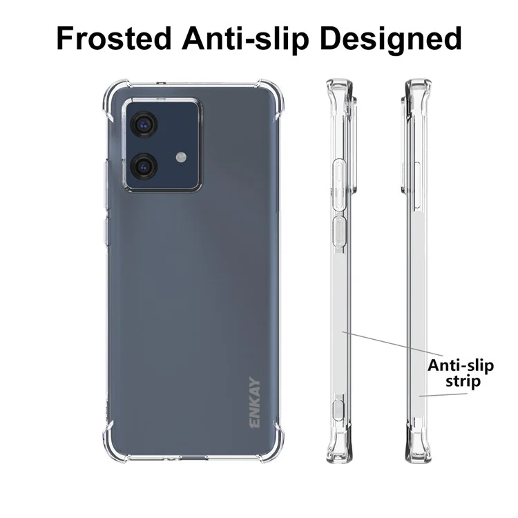 ENKAY HAT PRINCE para Motorola Edge 40 Neo 5G Funda de teléfono de TPU transparente con tira antideslizante y cubierta del borde