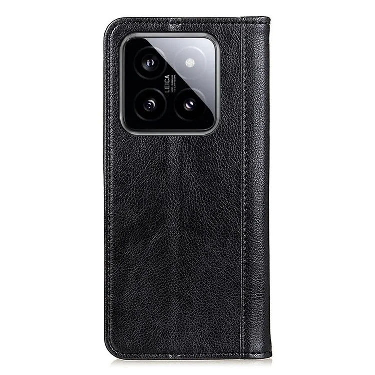 For Xiaomi 14 Pro Case Magnetic Auto Closing Split Leather Wallet Cover - Black